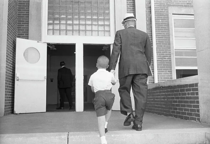 Framed Print : Father Escorting Son to School Framed Print : Father Escorting Son to School