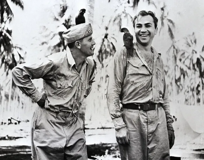 Framed Print : Father Gehring and Barney Ross with Birds Framed Print : Father Gehring and Barney Ross with Birds