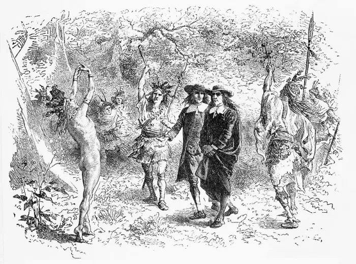 Framed Print : Father Marquette Meeting Indians Framed Print : Father Marquette Meeting Indians
