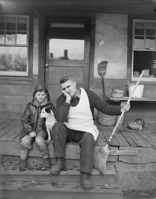 Framed Print : Father and Son Lounging Outdoors Framed Print : Father and Son Lounging Outdoors