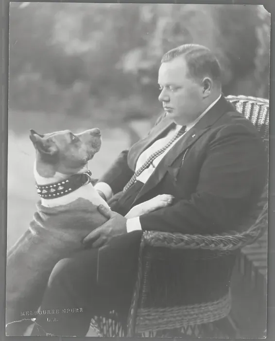 Framed Print : Fatty Arbuckle with Dog Framed Print : Fatty Arbuckle with Dog