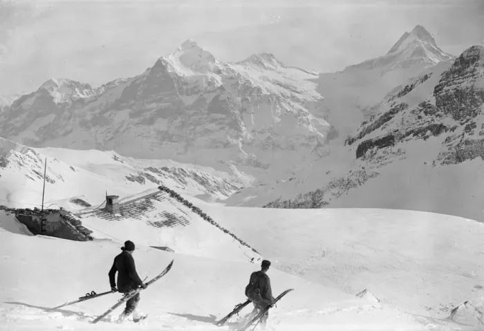 Framed Print : Faulhorn Skiers Framed Print : Faulhorn Skiers