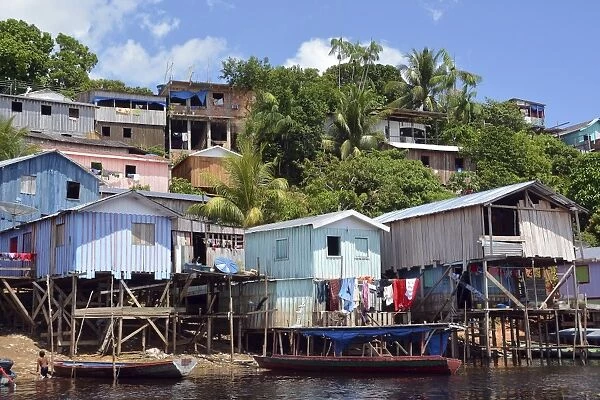 Favela riverside slum in Amazonia, Tefe, department of Amazonas, Brazil