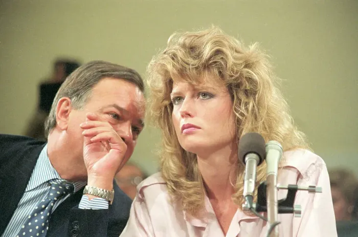 Framed Print : Fawn Hall with Her Attorney at the Iran Contra Hearings