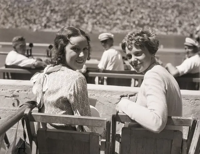 Framed Print : Fay Wray and Amelia Earhart at Olympic Opening Framed Print : Fay Wray and Amelia Earhart at Olympic Opening