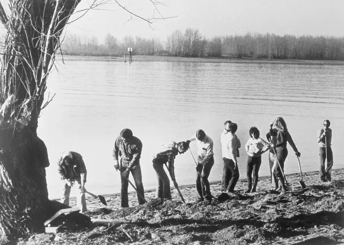 Framed Print : FBI Agents Digging Alongside River Framed Print : FBI Agents Digging Alongside River