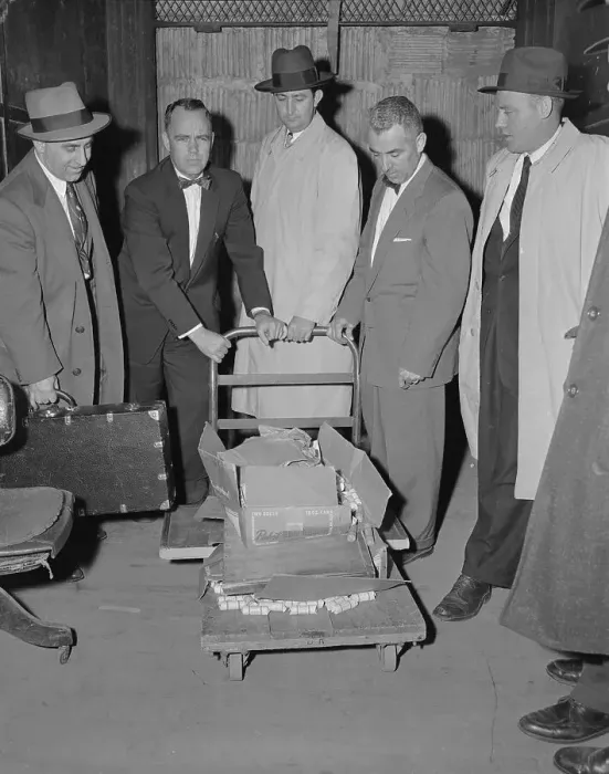 Framed Print : FBI Agents Moving a Box of Money Framed Print : FBI Agents Moving a Box of Money