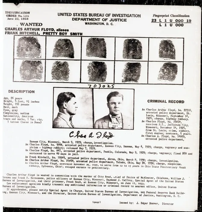 Framed Print : FBI Circular for Charles Pretty Boy Floyd Framed Print : FBI Circular for Charles Pretty Boy Floyd