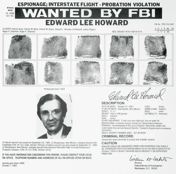 Framed Print : FBI Poster on Suspect Former CIA Agent Edward Lee Howard Framed Print : FBI Poster on Suspect Former CIA Agent Edward Lee Howard