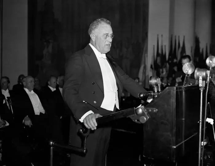 Framed Print : F.D. Roosevelt At Podium Wearing Tuxedo Framed Print : F.D. Roosevelt At Podium Wearing Tuxedo