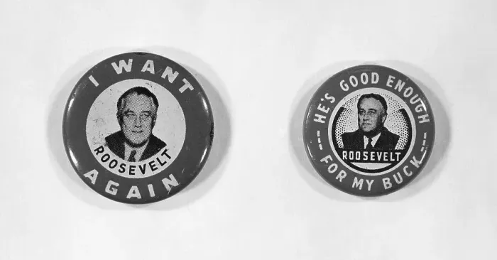 Framed Print : Two FDR Campaign Buttons W / Portraits Framed Print : Two FDR Campaign Buttons W / Portraits