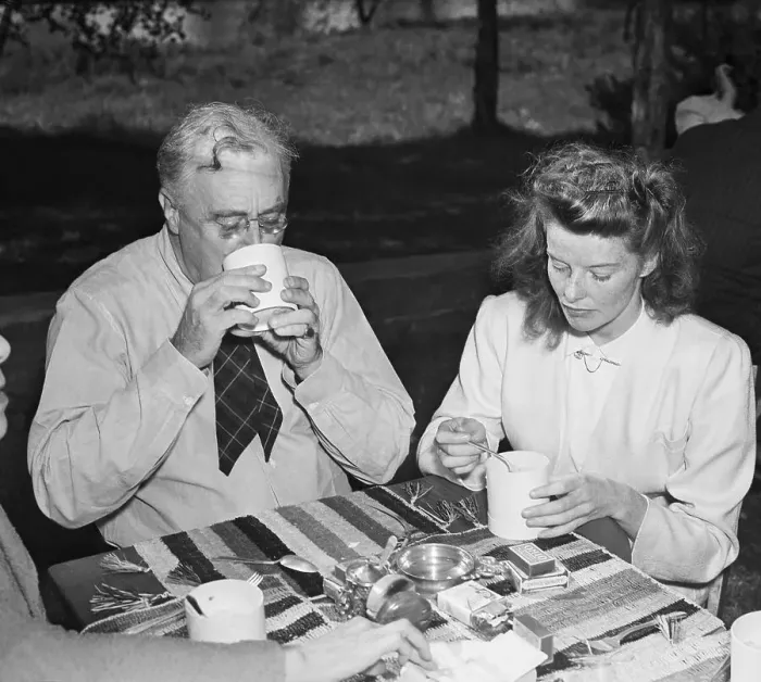 Framed Print : Fdr Eating Chowder W / Katharine Hepburn Framed Print : Fdr Eating Chowder W / Katharine Hepburn