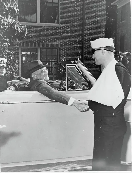 Framed Print : FDR Shaking Wounded Sailor's Hand