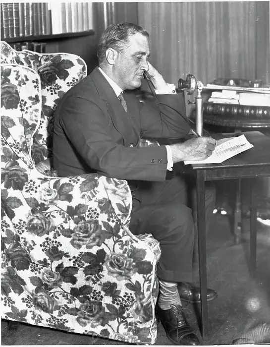Framed Print : FDR Taking Telephone Message Framed Print : FDR Taking Telephone Message
