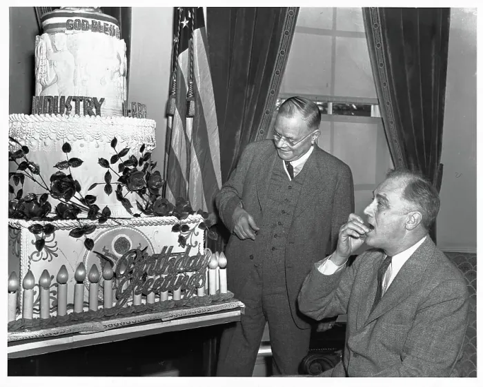 Framed Print : FDR Tastes His Birthday Cake