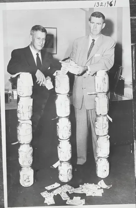 Framed Print : Federal Agent and United States Attorney with Counterfeit Find Framed Print : Federal Agent and United States Attorney with Counterfeit Find