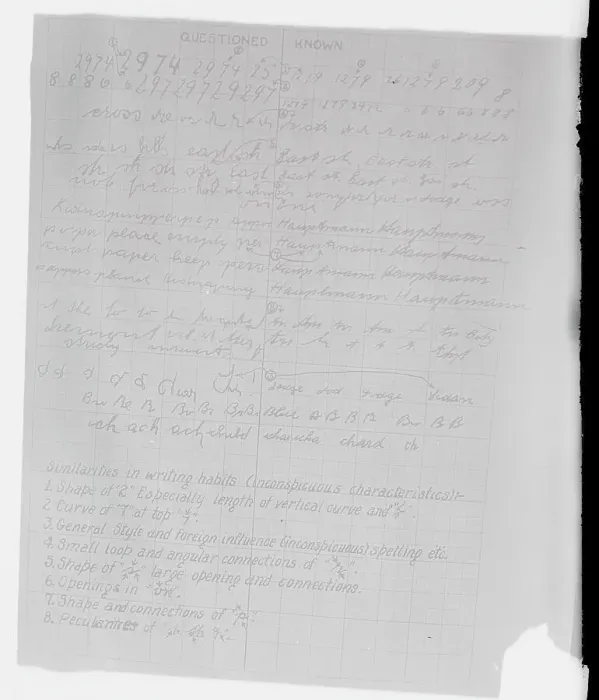 Framed Print : Federal Handwriting Report on Bruno Hauptmann
