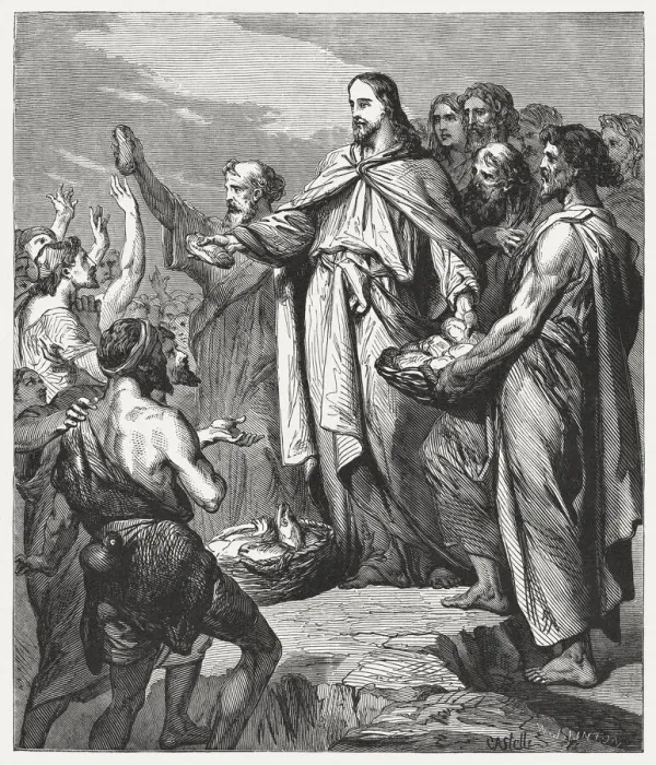 Framed Print : Feeding of the Four Thousand (Matthew 15, 32-39), published 1886
