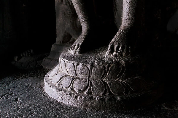 Feet of Buddha Statue in cave No 12 at Ellora
