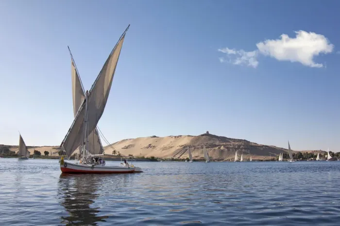 Framed Print : Felucca, a traditional wooden sailing boat, on the Nile, Aswan, Egypt, Africa Framed Print : Felucca, a traditional wooden sailing boat, on the Nile, Aswan, Egypt, Africa