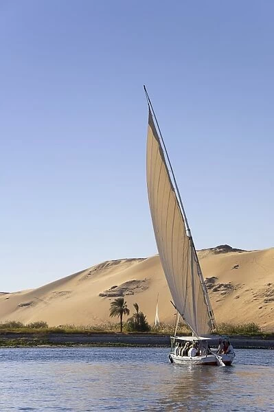 Felucca, a traditional wooden sailing boat, on the Nile, Egypt, Africa