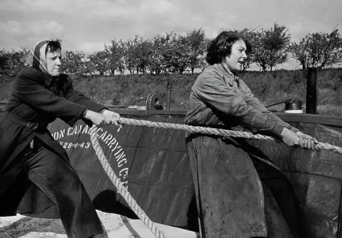 Framed Print : Female Barge Crew In Wartime Framed Print : Female Barge Crew In Wartime