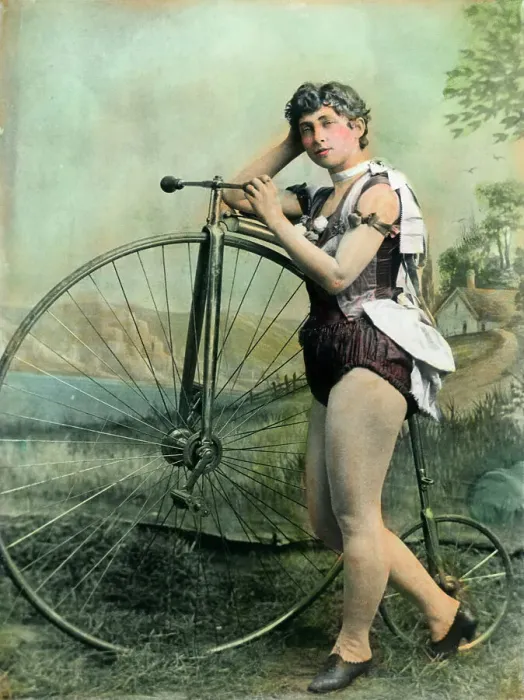 Framed Print : Female Circus Performer With Bicycle Framed Print : Female Circus Performer With Bicycle