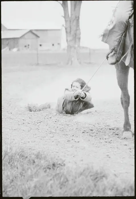 Framed Print : Female Magician Mari Lou Being Pulled by Horse