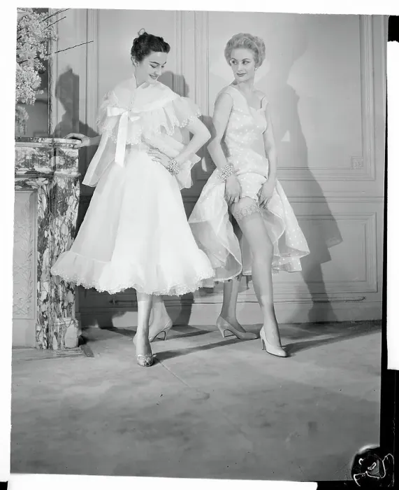 Framed Print : Two Female Models Wearing Frilly Undergarments Framed Print : Two Female Models Wearing Frilly Undergarments