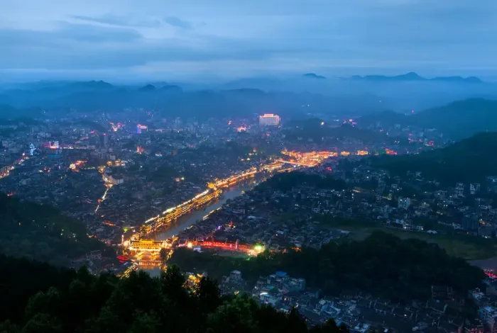 Framed Print : Fenghuang city from the top Framed Print : Fenghuang city from the top