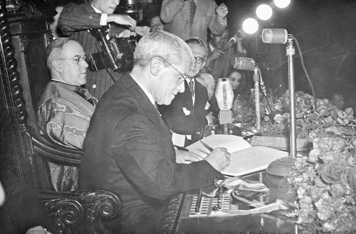 Framed Print : Fernando Mello Viani Signs Constitution