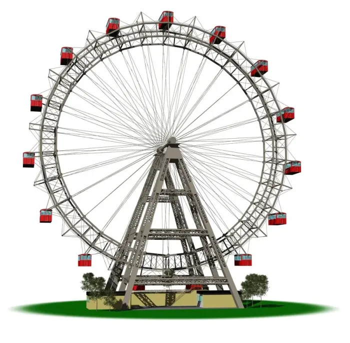 Framed Print : Ferris wheel with red cars, front view Framed Print : Ferris wheel with red cars, front view
