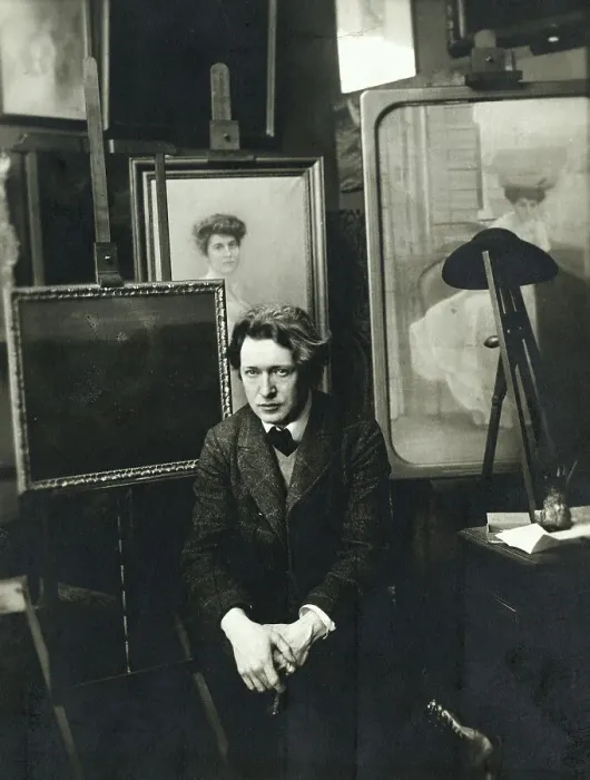 Framed Print : Ferruccio Busoni Seated Amongst Painting Framed Print : Ferruccio Busoni Seated Amongst Painting