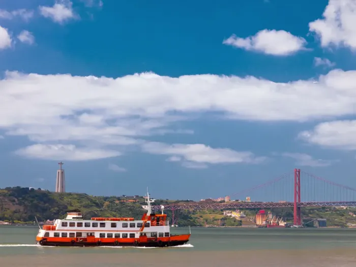 Framed Print : A ferry crossing the Tagus River