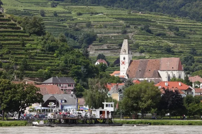 Framed Print : Ferry on the Danube, Spitz, Wachau, Waldviertel, Lower Austria, Austria, Europe