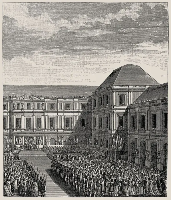 Framed Print : Festival celebrating Napoleon Bonaparte at the Palace of the Directoire, after Treaty Framed Print : Festival celebrating Napoleon Bonaparte at the Palace of the Directoire, after Treaty