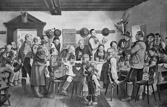 Framed Print : Festive speech at a feast at the forest farmers in Steyr, around 1880, many people eem inn eer family celebration, digitally restored reproduction of an original from the 19th century, Austria Framed Print : Festive speech at a feast at the forest farmers in Steyr, around 1880, many people eem inn eer family celebration, digitally restored reproduction of an original from the 19th century, Austria
