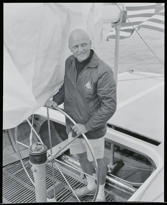 Framed Print : Bill Fickers Smiling on Yacht Columbia Framed Print : Bill Fickers Smiling on Yacht Columbia
