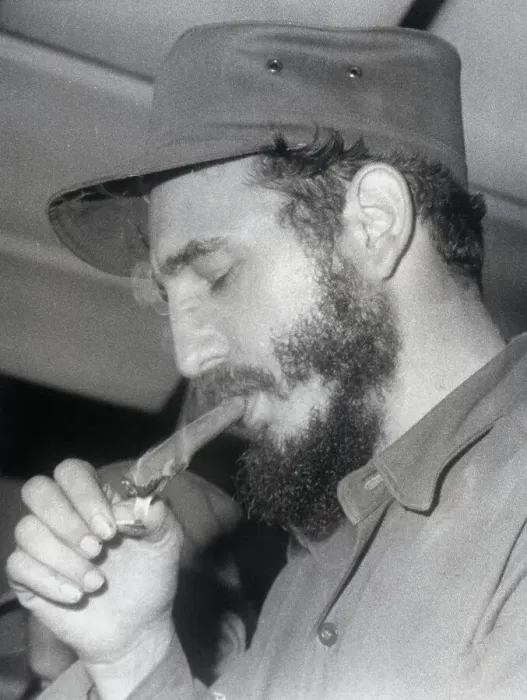 Framed Print : Fidel Castro Lighting a Cigar Framed Print : Fidel Castro Lighting a Cigar