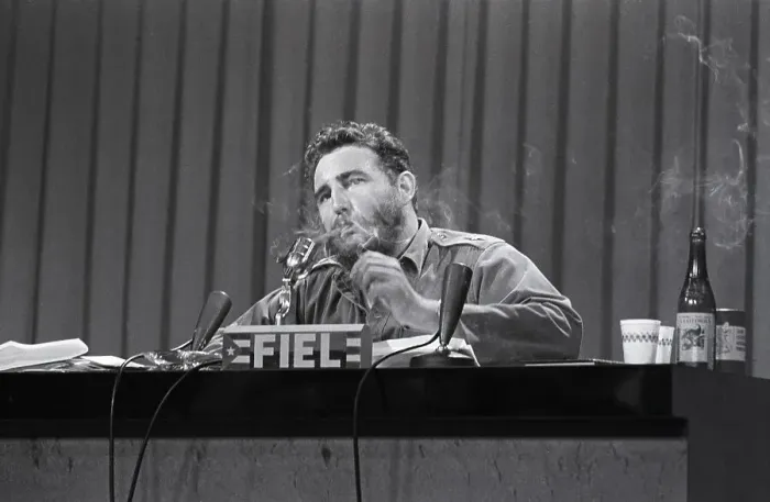 Framed Print : Fidel Castro Lights a Cigar Framed Print : Fidel Castro Lights a Cigar