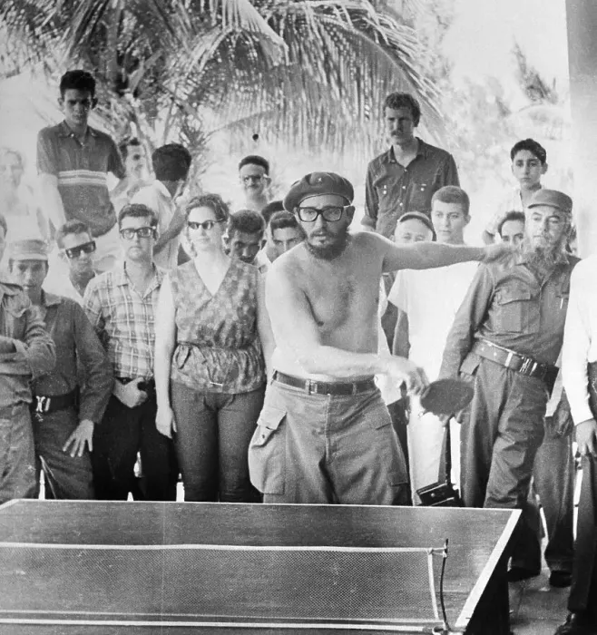 Framed Print : Fidel Castro Playing Ping-Pong Framed Print : Fidel Castro Playing Ping-Pong