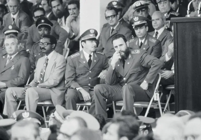 Framed Print : Fidel Castro and Others on Set of News Program