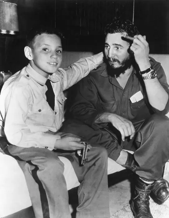 Framed Print : Fidel Castro and Son in Hotel Room Framed Print : Fidel Castro and Son in Hotel Room
