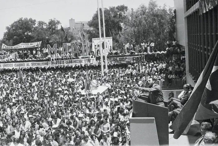Framed Print : Fidel Castro Speaking at Microphones to College Student Gathering Framed Print : Fidel Castro Speaking at Microphones to College Student Gathering