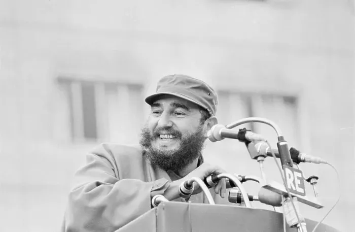Framed Print : Fidel Castro Speaking at Podium