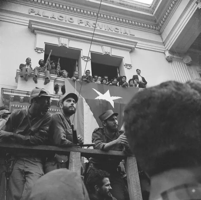 Framed Print : Fidel Castro Standing Underneath Flag Framed Print : Fidel Castro Standing Underneath Flag