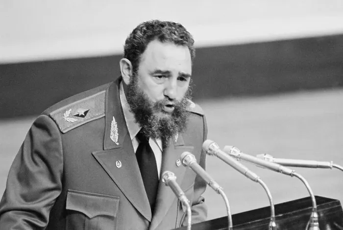 Framed Print : Fidel Castro Talking Into Microphones
