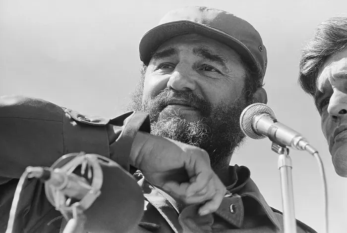 Framed Print : Fidel Castro Talking Into Mike