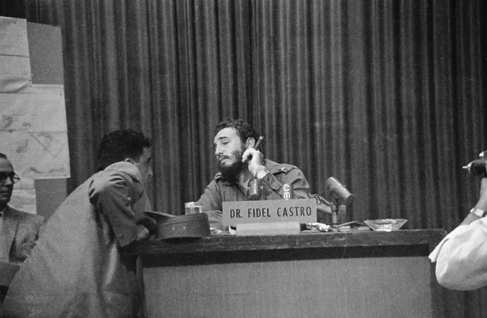 Framed Print : Fidel Castro Talking on Telephone on Television Set Framed Print : Fidel Castro Talking on Telephone on Television Set