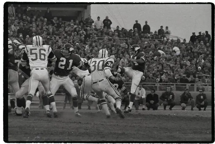 Framed Print : Field Goal Attempt, Jets / Vikings 71 Framed Print : Field Goal Attempt, Jets / Vikings 71